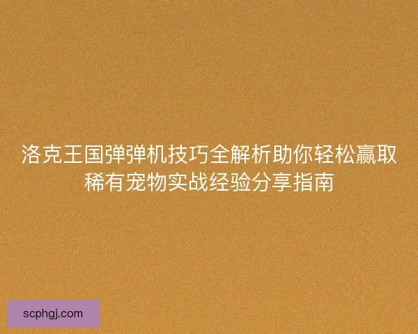 洛克王国弹弹机技巧全解析助你轻松赢取稀有宠物实战经验分享指南