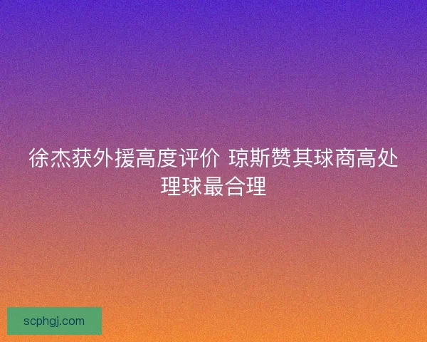 徐杰获外援高度评价 琼斯赞其球商高处理球最合理