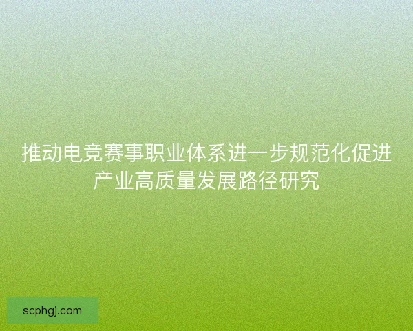 推动电竞赛事职业体系进一步规范化促进产业高质量发展路径研究